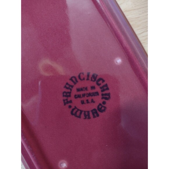 Franciscan Capistrano Art Ware 441 Low Rectangular Flower Bowl Duo Yellow/Maroon - Picture 4 of 6